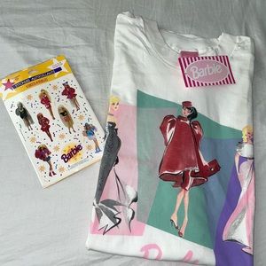 1994 Barbie shirt and sticker set. Never worn: One size fits most / XL.